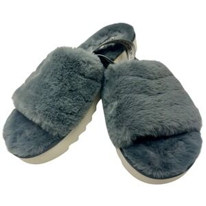 Koolaburra by UGG Slippers Fuzz'n Ii Women's Size 9 Stone Grey Faux Fur Open Toe